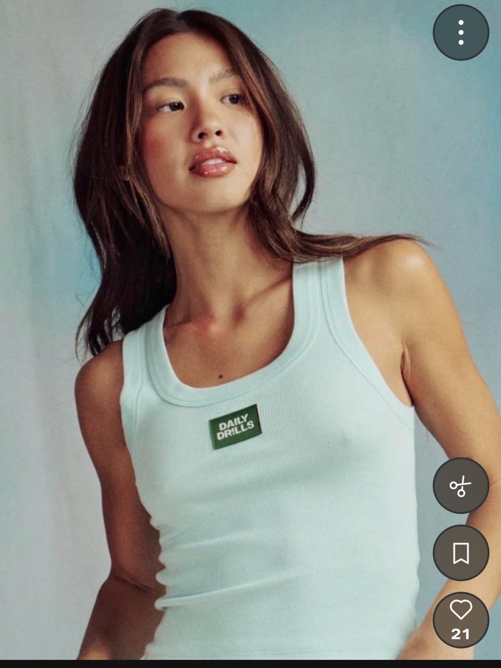 Daily Drills Mint Ribbed Tank with Green Logo Patch